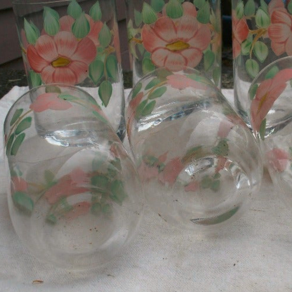 Vintage Prairie Rose Imperial Glass Tumblers - Picture 6 of 8